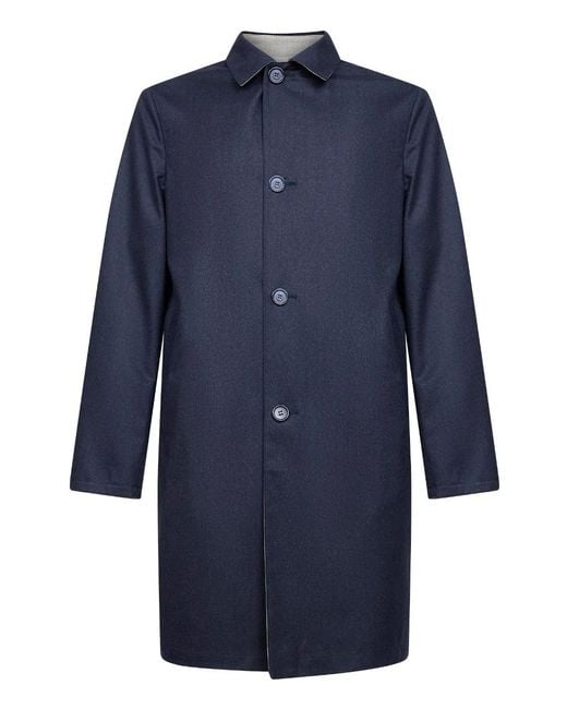 D4.0 Blue Reversible Single-Breasted Coat for men