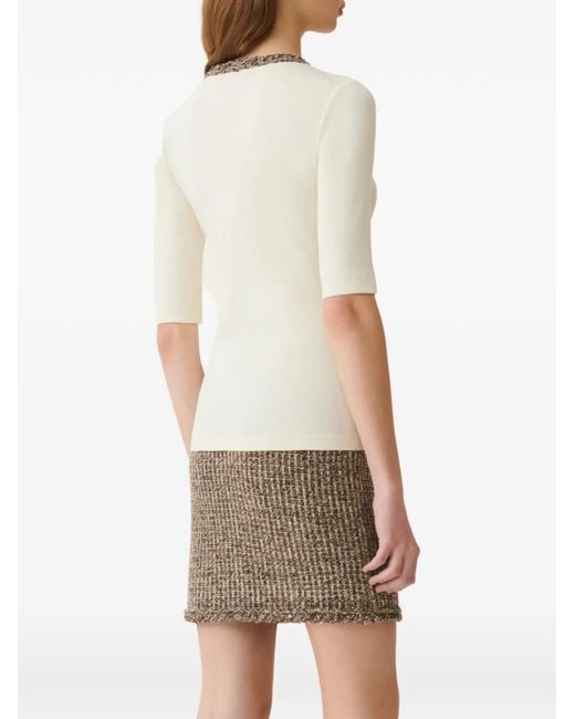 Fabiana Filippi White Sequin-Embellished Short-Sleeve T-Shirt