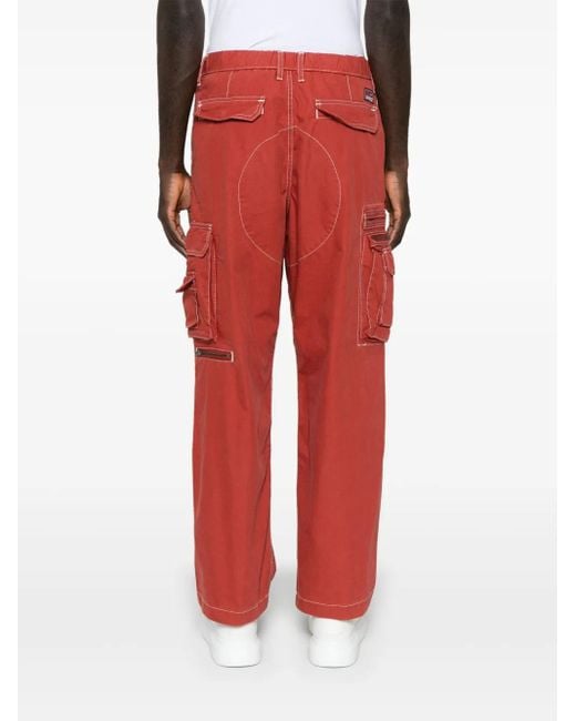 Thisisneverthat Red Crazy Multi-Zip Cargo Trousers for men