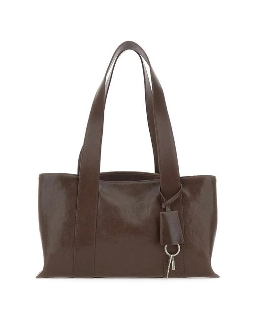 OSOI Brown Shell Duffel Leather Shoulder Bag
