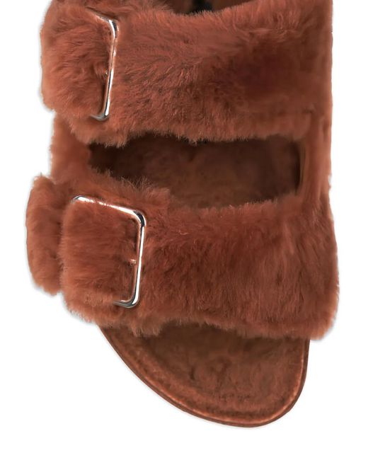 Birkenstock Brown Arizona Shearling Buckle Sandals