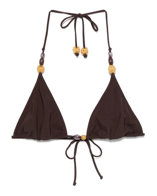Tory Burch Brown Bikinioberteil Mit Perlenverzierung