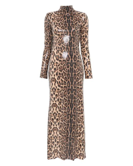 Atu Body Couture Natural Leopard-Print Dress