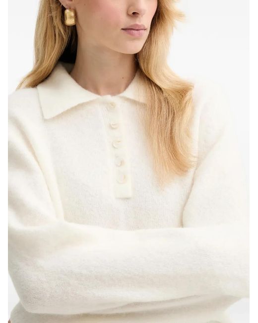 Gestuz White Gzalpha Buttoned Collared Knitwear