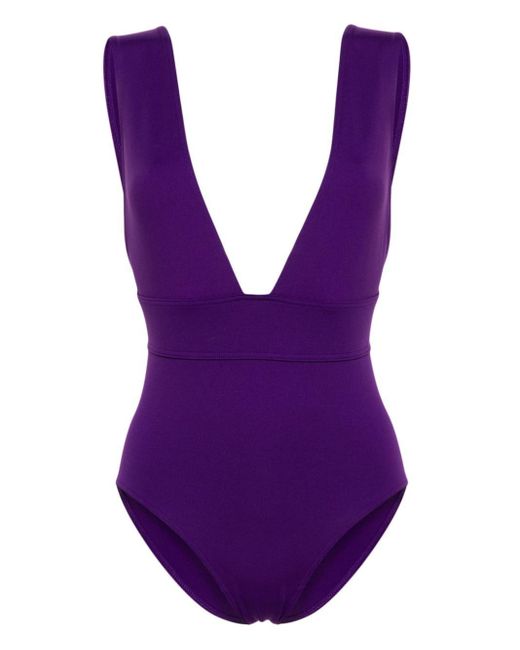 Eres Purple Pigment V-neck Swimsuit