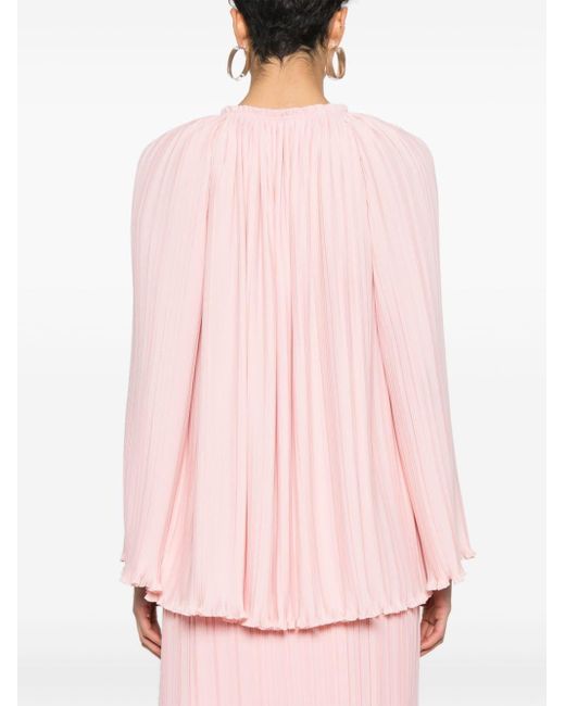 Lanvin Pink Long-sleeve Pleated Blouse