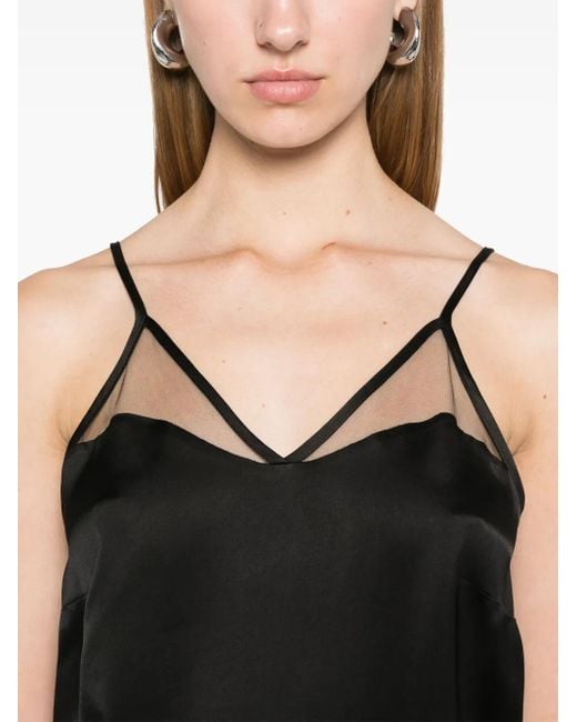 Twinset Black Satin Tulle Top