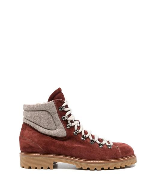 Eleventy Brown Suede Panelled Boots for men
