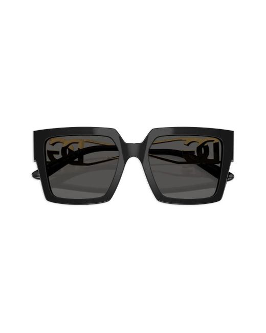 Dolce & Gabbana Black Logo-Plaque Square-Frame Sunglasses