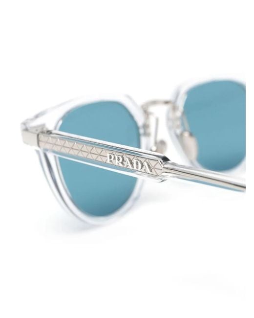 Prada Blue Round-Frame Tinted Sunglasses