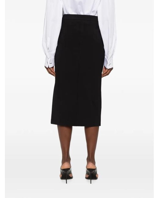 Dondup Black Side-Slit Midi Skirt