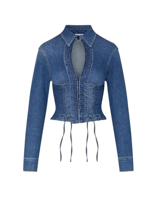 Liu Jo Blue Lace-Up Denim Jacket