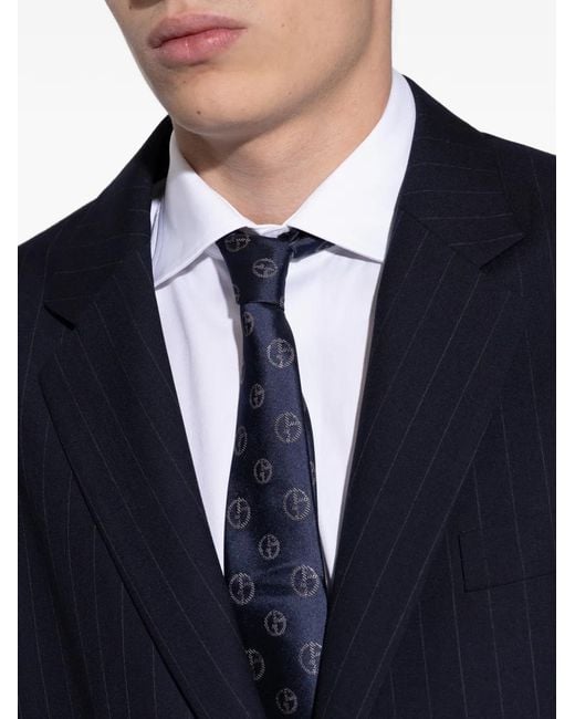 Giorgio Armani Blue Pattern Silk Tie for men