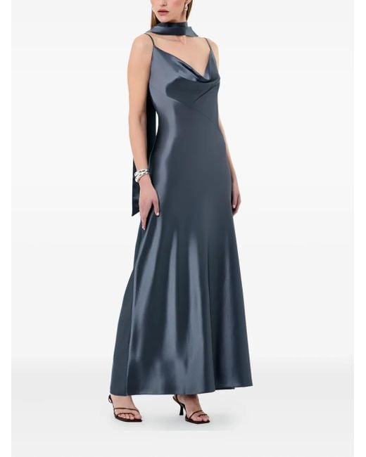 Vestido largo con cuello desbocado Nicholas de color Blue
