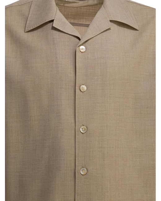 Auralee Natural Short-Sleeve Cashmere Shirt for men