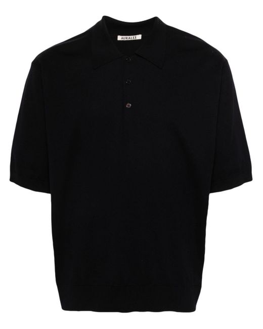 Auralee Black Short-sleeve Cotton Polo Shirt for men
