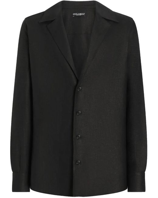 Camicia Con Revers A Lancia di Dolce & Gabbana in Black da Uomo