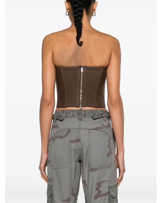 Amiri Brown Bustier-Style Leather Top