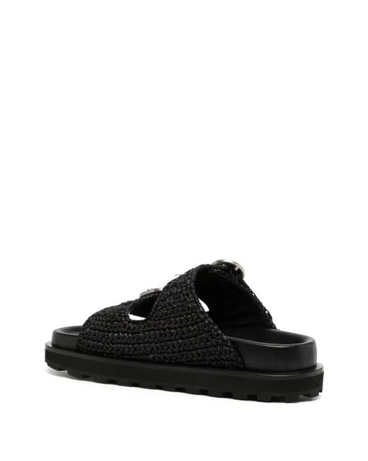 Jil Sander Black Raffia-Effect Sandals
