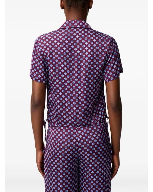 Claudie Pierlot Purple Geometric-Pattern Cropped Shirt