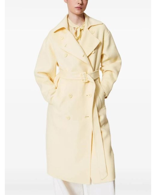 Twinset Natural Double-Breasted Coat
