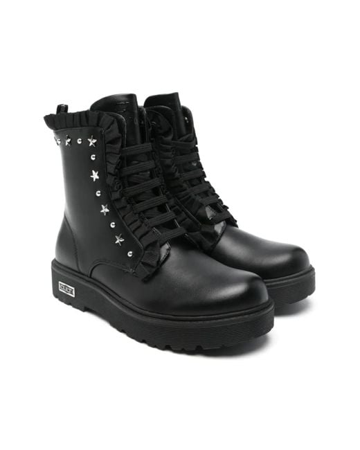 Cult Black Studded Ruffled Boots