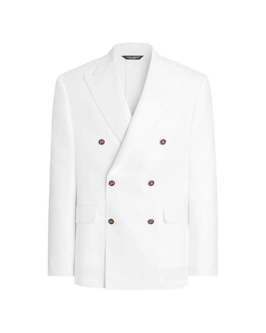 Dolce & Gabbana White Veste En Toile Sicilia À Boutonnière Croisée for men