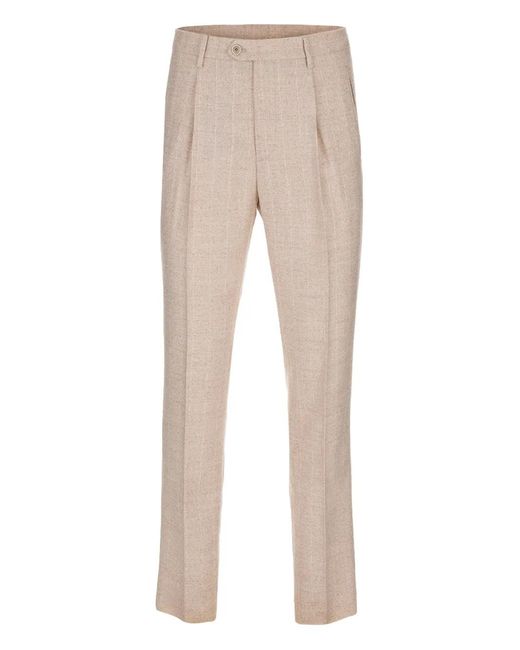 Etro Natural Pleated Trousers for men