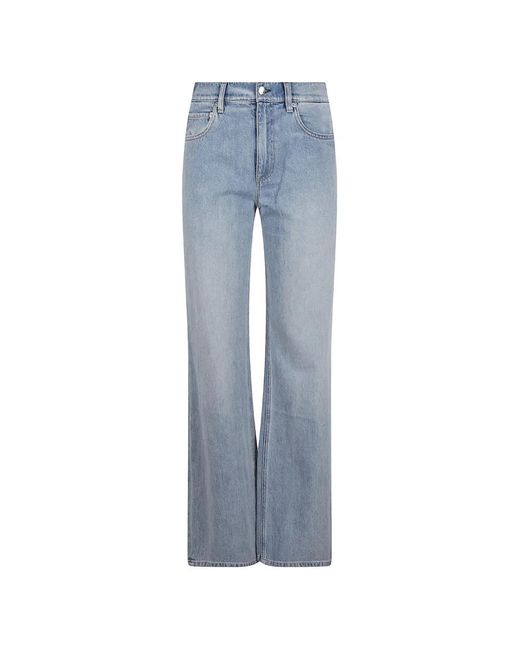 Alice + Olivia Blue Faded-Wash Wide-Leg Jeans
