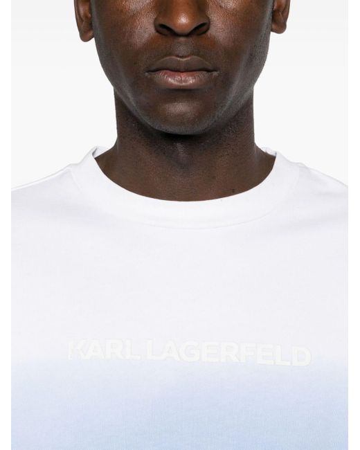 Karl Lagerfeld Blue Logo-print Ombré-effect Sweatshirt for men