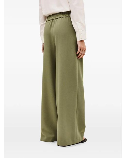 Ba&sh Green Narlos Elasticated-Waist Zip-Fastening Wide-Leg Trousers
