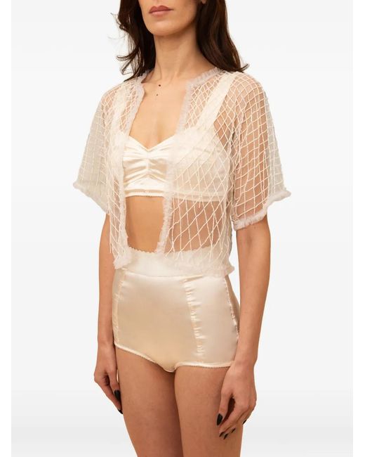 Contessa Mills Natural Wraith Beaded Tulle Top