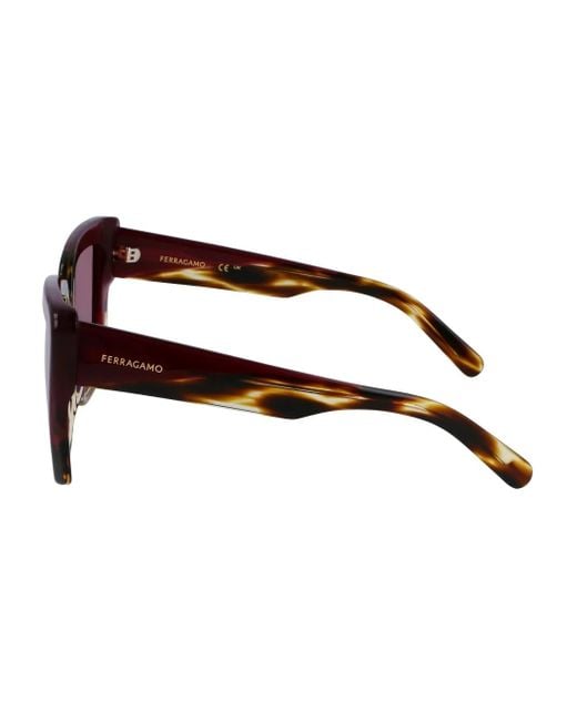 Ferragamo Eyewear トータスシェル スクエアサングラス Red