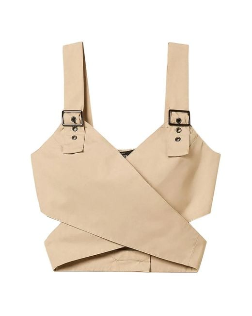 Twinset Natural Buckled Poplin Top