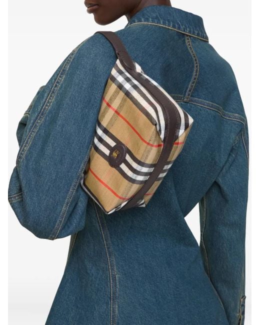 Burberry Natural Mini Highlands Checked Tote Bag