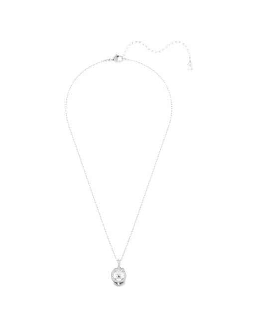 Swarovski White Crystal-Pendant Cable-Link Necklace