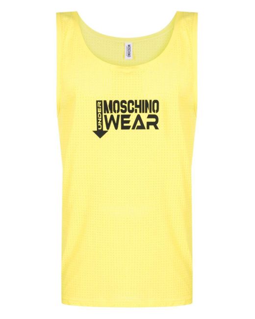 Moschino Trägershirt aus Mesh mit Logo-Applikation in Yellow für Herren
