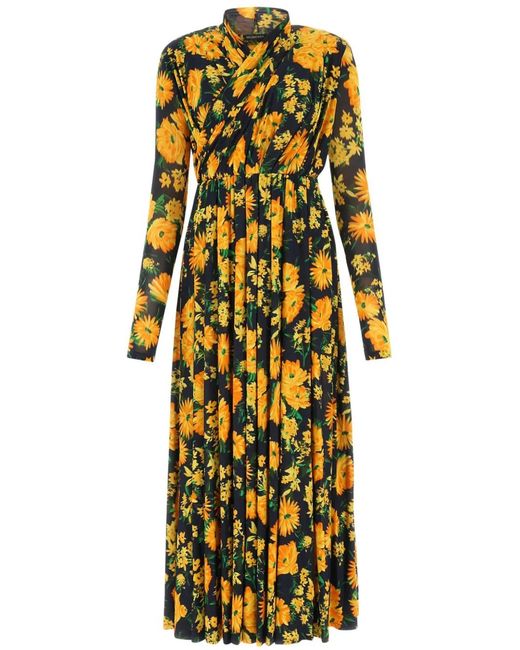 Balenciaga Yellow Balenciaga Floral Viscose Maxi Dress