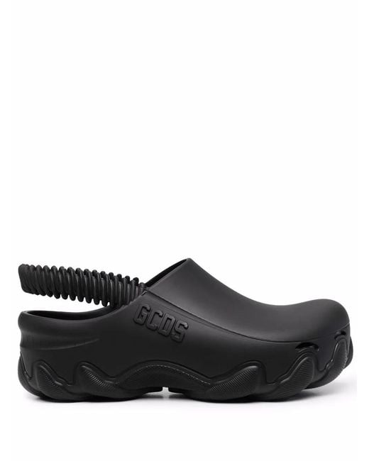 Gcds Black Embossed-logo Slingback Clogs for men