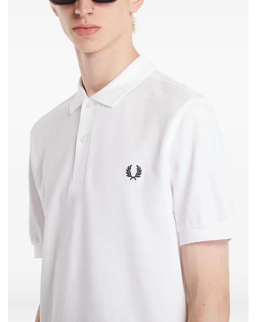 Fred Perry White M6000 Cotton Polo Shirt for men