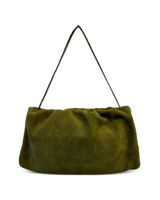 The Row Green Xl Bourse Suede Shoulder Bag