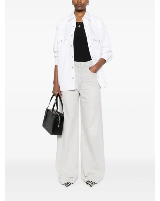 Agolde White Press-Stud Shirt