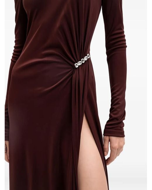 David Koma Embellished Side-split Midi Dress Purple