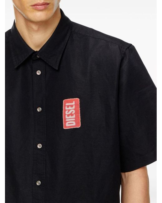 Camisa S-Elias-A con logo estampado DIESEL de hombre de color Black