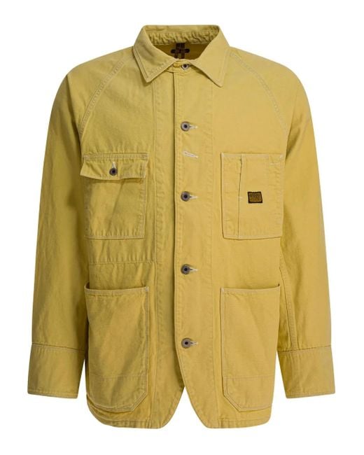 Kapital Yellow Raglan-Sleeve Pocket Shirt Jacket for men