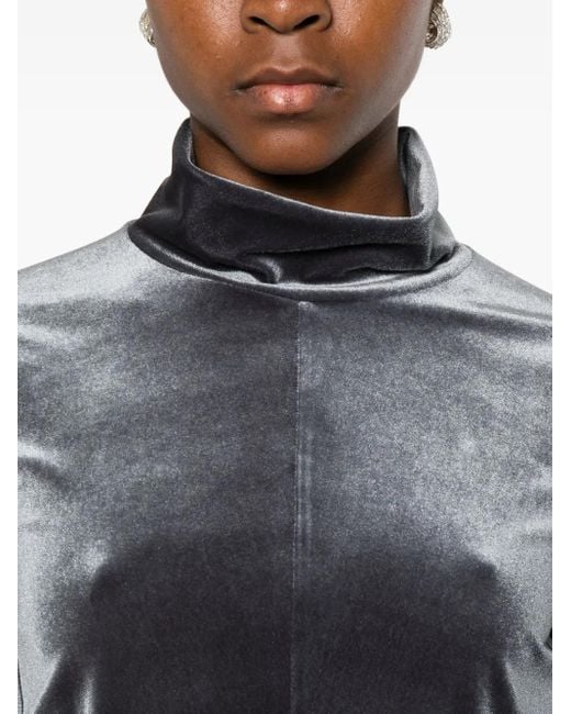 Forte_forte Black Roll-Neck Velvet T-Shirt