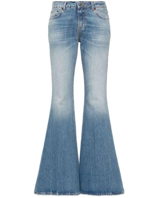 Haikure Blue Distressed Wide-leg Jeans