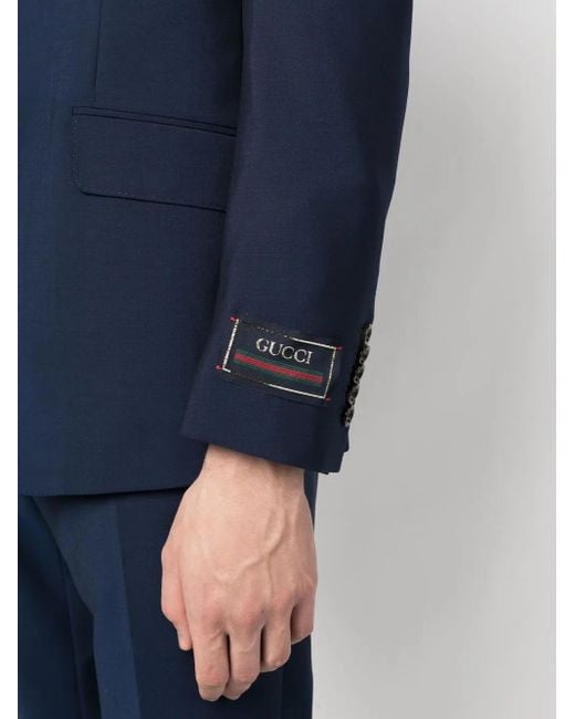 Gucci Blue Single-Breasted Wool-Blend Suit for men