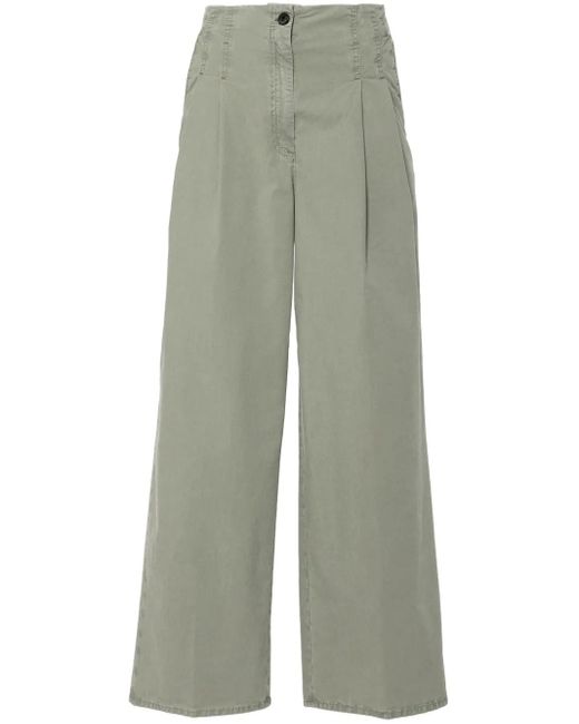 Peserico Green Pleat-Detailing Palazzo Pants