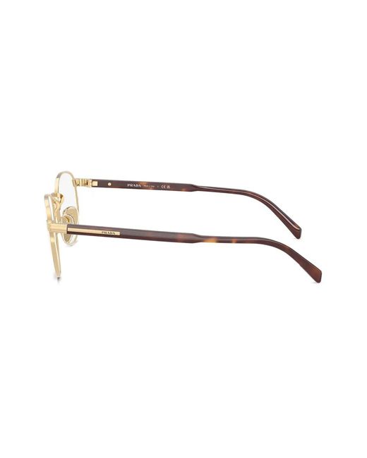 Prada Natural Round Frame Glasses for men
